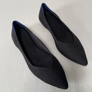 Rothy’s Black Knit Honeycomb The Point Ballet Flats Comfort Shoes Size 8.5 black